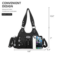 Angel Kiss Women'S Small Stylish Crossbody Bag - Leather-Textured Vegan Leather Multi-Pocket Zipper Tote, Casual Trendy Purse, Trendy Versatile Bag for Purchase, Women'S Summer Accessory,Summervibes