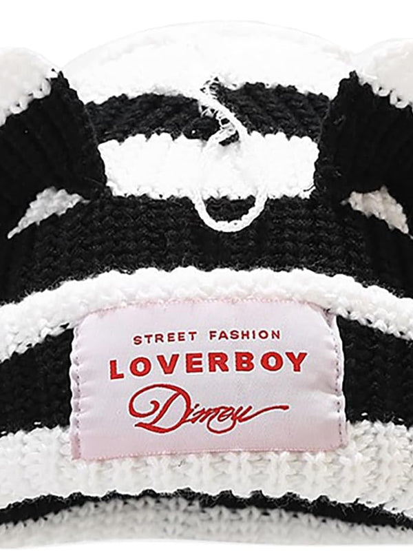 LOVERBOY Striped Cat Ears Beanie