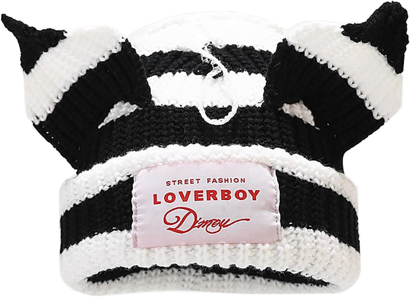 LOVERBOY Striped Cat Ears Beanie