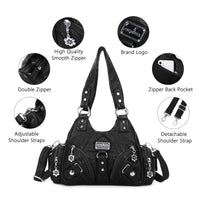 Angel Kiss Women'S Small Stylish Crossbody Bag - Leather-Textured Vegan Leather Multi-Pocket Zipper Tote, Casual Trendy Purse, Trendy Versatile Bag for Purchase, Women'S Summer Accessory,Summervibes